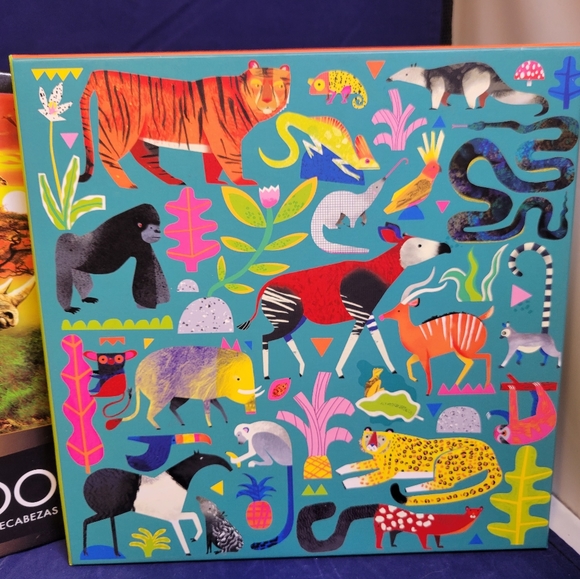 Lot Of 2 Jigsaw Puzzles 500 PC Rainforest (Mudpuppy) & African Animals (Buffalo) - Picture 10 of 11